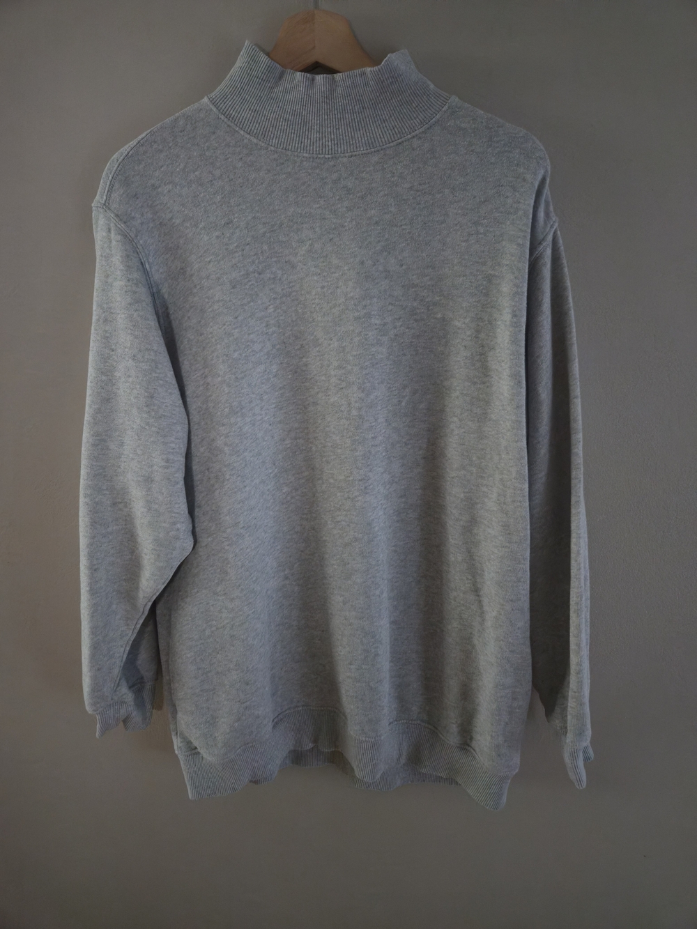 Aerie Womens Grey Textured Knit Mock Neck Oversized Pullover Sweatshirt